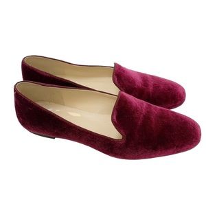 J. Crew Smoking Slippers Cabernet Velvet Size 7.5 Loafer Flats